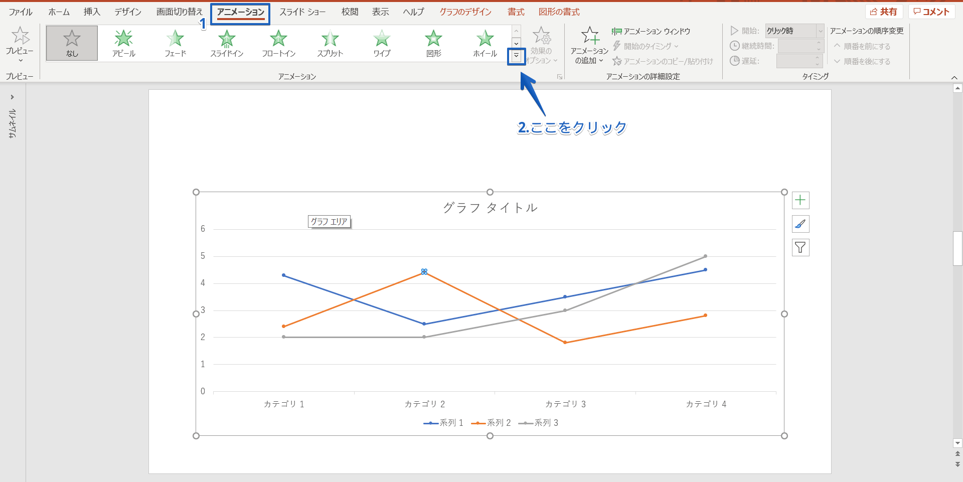 パワーポイントのグラフにアニメーションを設定 ひとつずつ表示する簡単手順を紹介