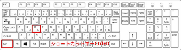 ショートカットキーCtrl+D