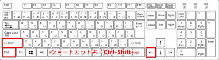 ショートカットキーCtrl+Shift+←
