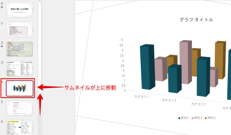 サムネイルを上に移動