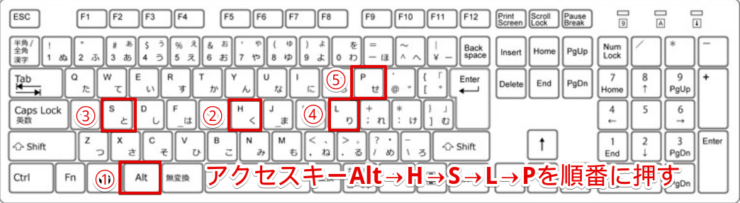 アクセスキーAlt→H→S→L→P