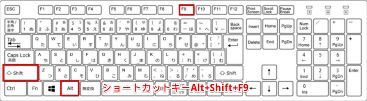 ショートカットキーAlt+Shift+F9