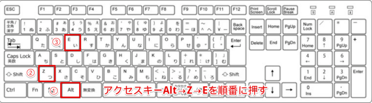 アクセスキーAlt→Z→E