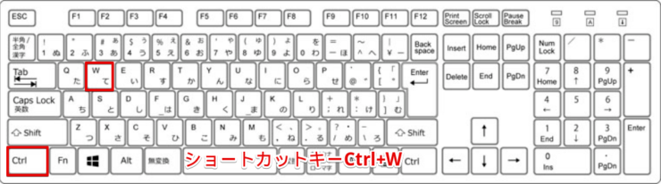 ショートカットキーCtrl+W