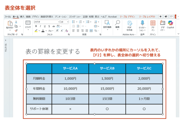 表全体を選択する