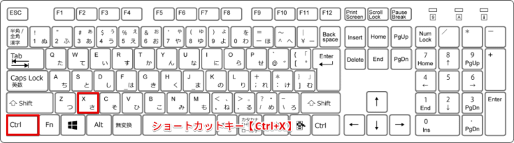 ショートカットキー【Ctrl+X】