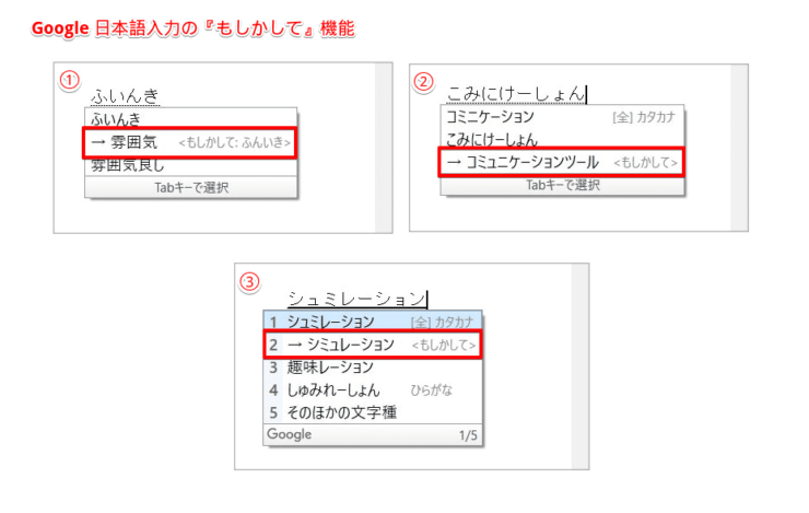 Google 日本語入力『もしかして』機能の確認