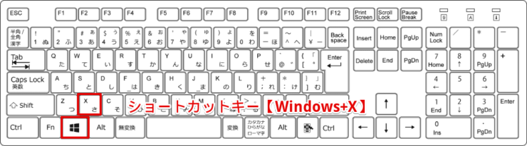 ショートカットキー【Windows+X】