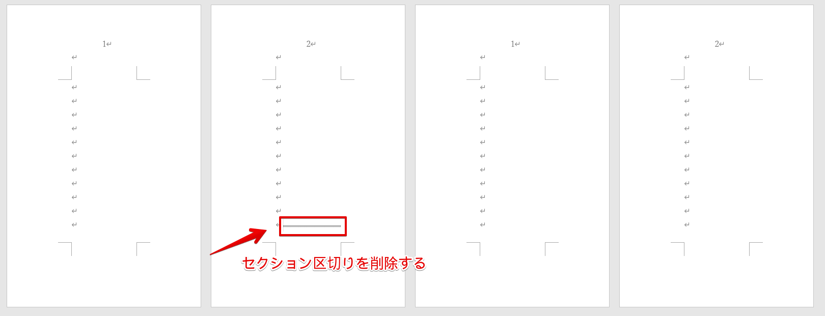 セクション 区切り 削除