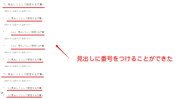 見出しに番号をつけて見やすくなった