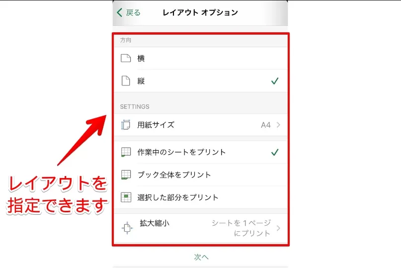 レイアウトオプション
