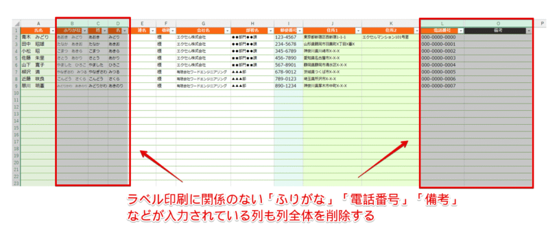 不要な列も削除する