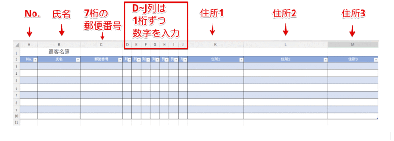 表の見出しを入力