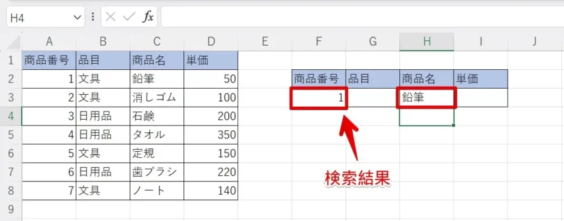 検索結果の表示