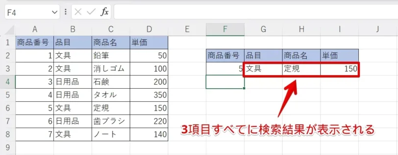 検索結果の表示