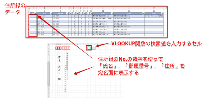 VLOOKUP関数の検索値に使用するため「No.」を入力しておく