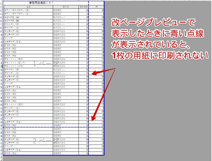 青い点線が表示されていないか確認する