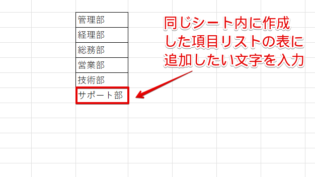 リストに追加したい文字を入力