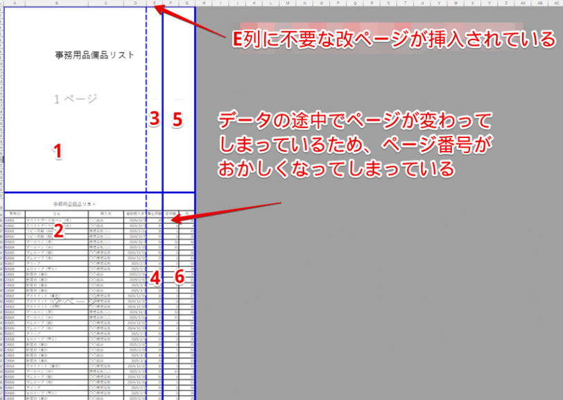 不必要な改ページが挿入されている