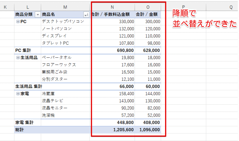 列を並べ替えることができた