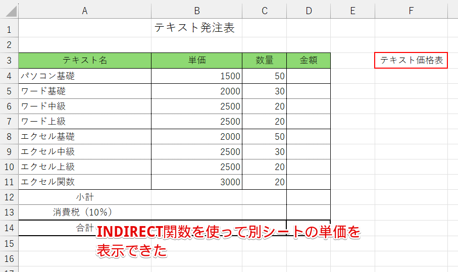 INDIRECT関数で別のシートを参照できた
