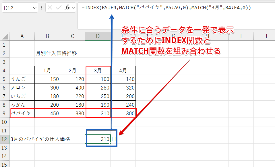 INDEX関数とMATCH関数を組み合わせる