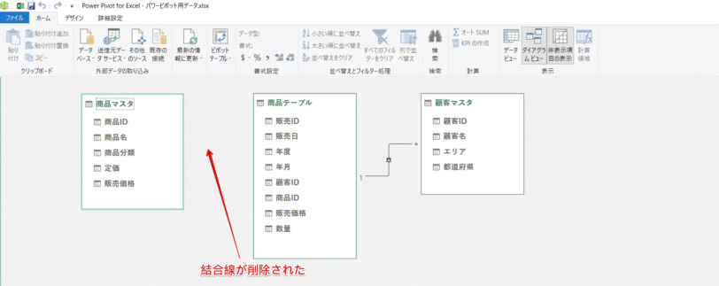 接続線が削除された