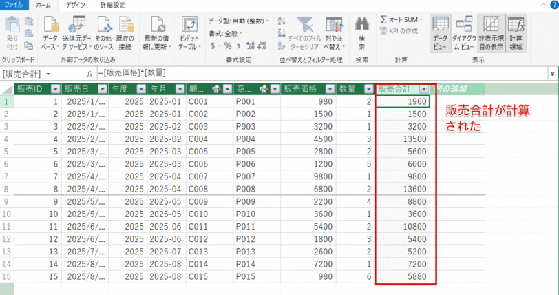 計算結果が表示された