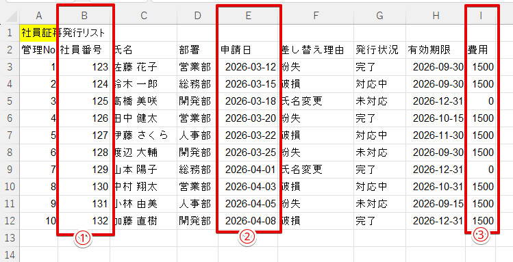 3つの表示形式を変更する