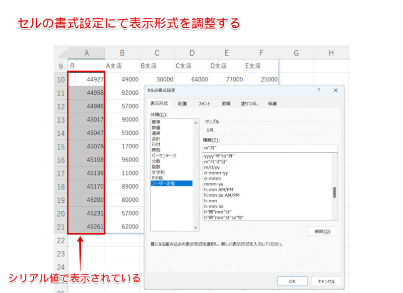 表示形式の調整